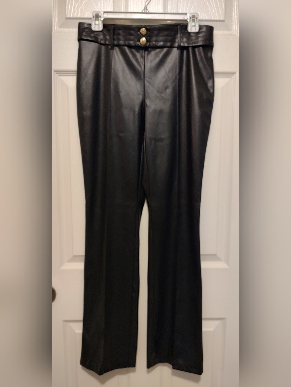 Carole Wren Faux Leather Straight Leg Pants - Black